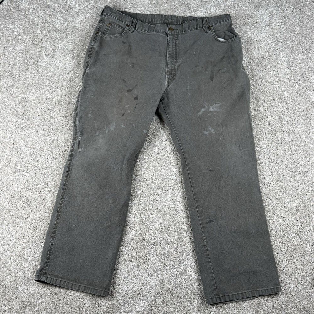 Dickies Pants Mens 42x30 Regular Straight Green Thrashed Grunge Workwear Paint